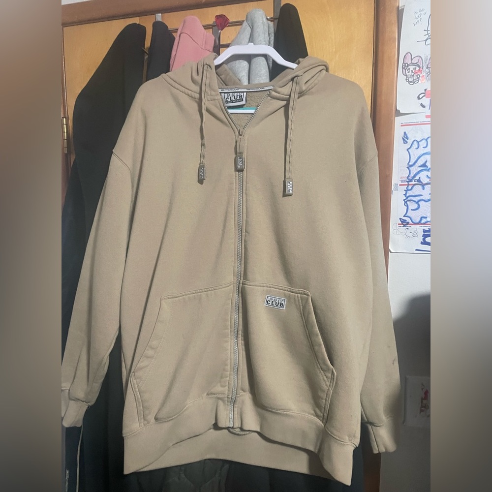 Men’s Pro Club Zip Up LARGE Tan